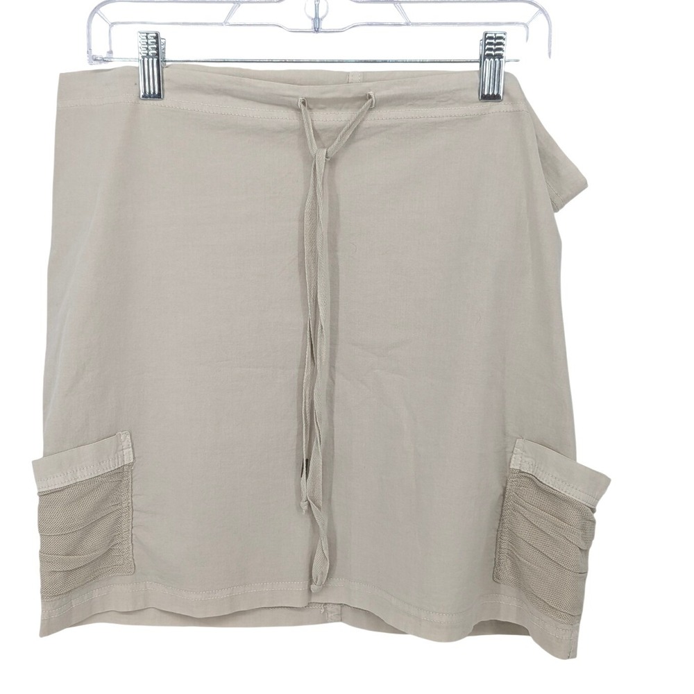 XCVI Skirt Women Medium Beige Cargo Drawstring Mini Cotton Spandex Outdoor
